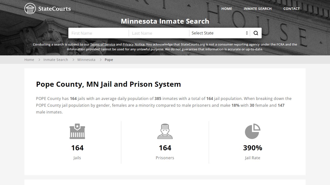 Pope County, MN Inmate Search - StateCourts
